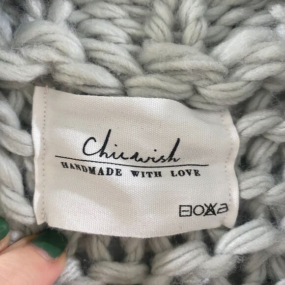 CHICWISH Cuteness On Sleeves Chunky Cardigan - Gray L/XL - Picture 8 of 10